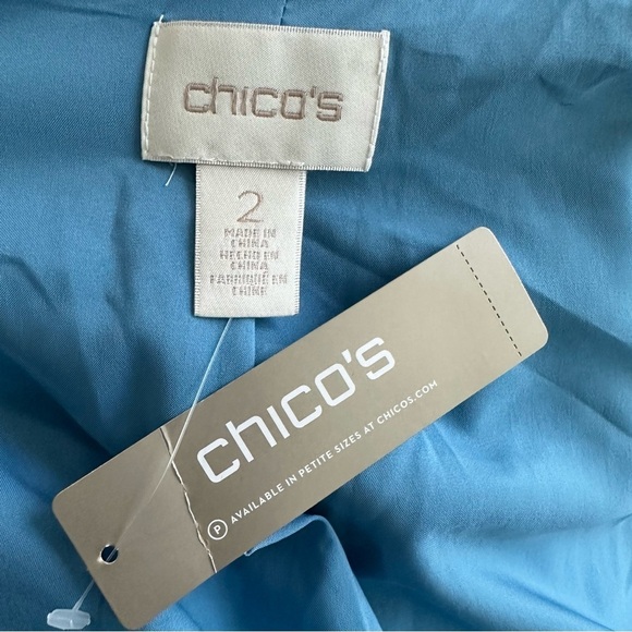 Chico's‎ Faux Suede Perforated Drape Jacket Size Large Blue NWT - Picture 10 of 11